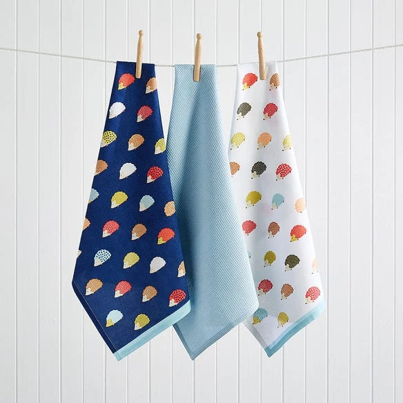 Morgan & Finch Hedgehog Tea Towel Set Of 3 3 Morgan & Finch Hedgehog Tea Towel Set Of 3