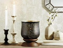 Morgan & Finch Wood Base Perforated Hurricane