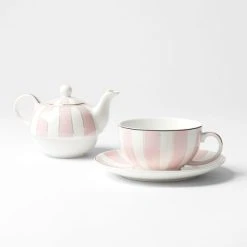 Morgan & Finch Miss Stripe Tea Set - Pastel Pink -Morgan & Finch Shop 19174903 P 1