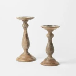 Morgan & Finch Wood Base Candle Sticks