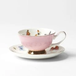 Morgan & Finch Miss Butterflies Teacup And Saucer - Pink