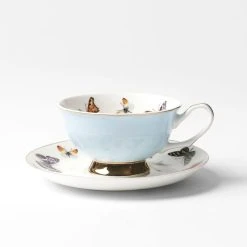 Morgan & Finch Miss Butterflies Teacup And Saucer - Blue