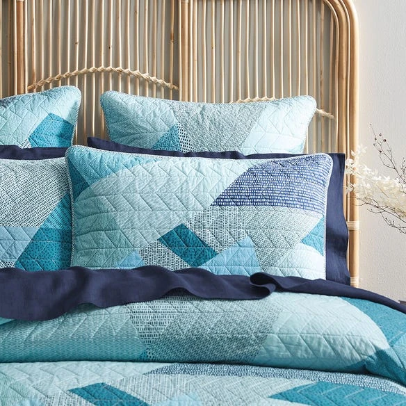 Cotton House Takashi Quilt Cover - Blues 4 Cotton House Takashi Quilt Cover - Blues - Image 2