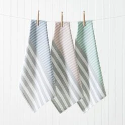 Morgan & Finch Set Of 3 Woven Stripe Tea Towel Set Of 3