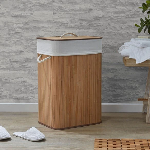 Morgan & Finch Collapsible Bamboo Hamper - Natural 4 Morgan & Finch Collapsible Bamboo Hamper - Natural - Image 3