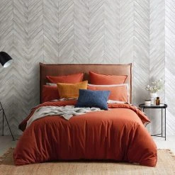 Morgan & Finch Olsen Linen/Cotton Quilt Cover - Paprika -Morgan & Finch Shop 20732206 P