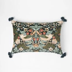 Morris & Co Strawberry Thief Cushion - Indigo