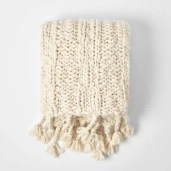 Morgan & Finch Claudine Hand Knit Throw - Cream -Morgan & Finch Shop 21394704 P 1