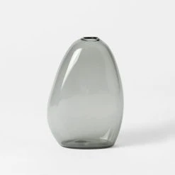 Morgan & Finch Pebble Stone Shaped Glass Vase - Charcoal