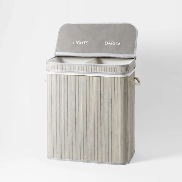 Morgan & Finch Collapsible Bamboo Lights And Darks Hamper 3 Morgan & Finch Collapsible Bamboo Lights And Darks Hamper