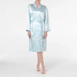 Morgan & Finch Satin Robe - Blue Floral