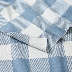 Morgan & Finch Gingham Kids Throw - Smoke Blue/Ivory -Morgan & Finch Shop 21676901 V01