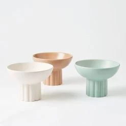 Morgan & Finch Archer Ribbed Round Footed Bowl - Off White