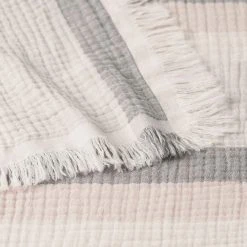 Morgan & Finch Apollo Muslin Throws - Natural/Charcoal/Cream -Morgan & Finch Shop 21696703 V01 1