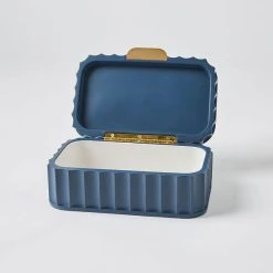Morgan & Finch Thorton Ribbed Jewellery Box - Navy