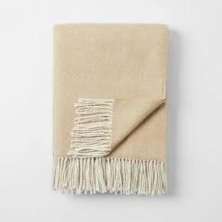 Morgan & Finch Swansea Woollen Herringbone Throw - Natural/Mustard -Morgan & Finch Shop 21884001 P