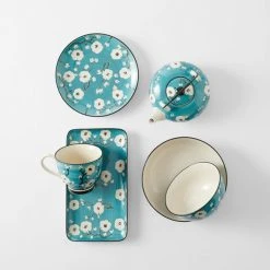 Morgan & Finch Cherry Blossom Rectangle Platter - Teal
