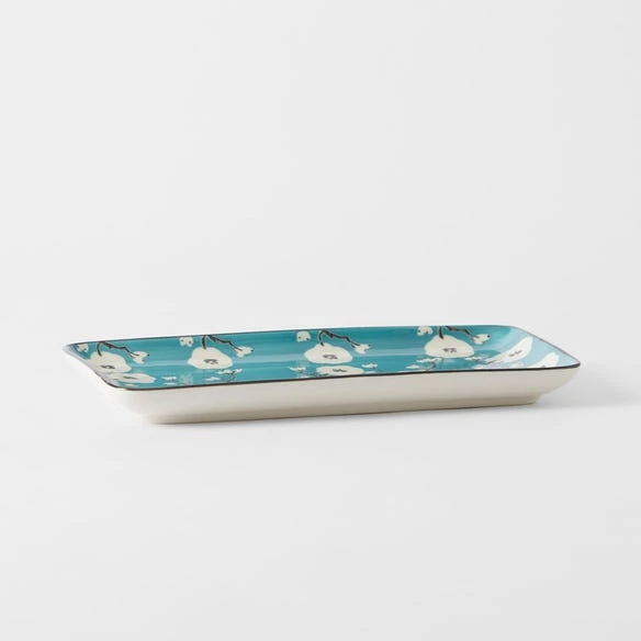 Morgan & Finch Cherry Blossom Rectangle Platter - Teal 5 Morgan & Finch Cherry Blossom Rectangle Platter - Teal - Image 3
