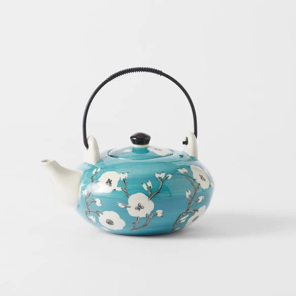 Morgan & Finch Cherry Blossom Teapot - Teal 4 Morgan & Finch Cherry Blossom Teapot - Teal - Image 2