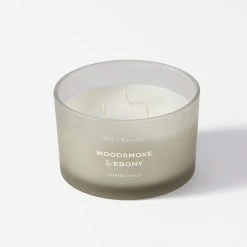 Bed & Bath Bed And Bath 450g Frosted Glass Candle - Woodsmoke And Ebony