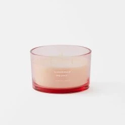 Bed & Bath Fleur 450g Clear Glass Candle - Charmed Peony