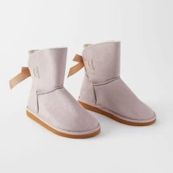 Morgan & Finch Suede Slipper Boot - Lilac
