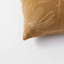 Morgan & Finch Banksia Velvet Cushion - Saffron