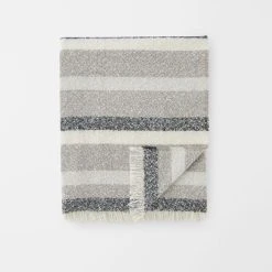 Morgan & Finch Reid Striped Brushed Throw - Grey