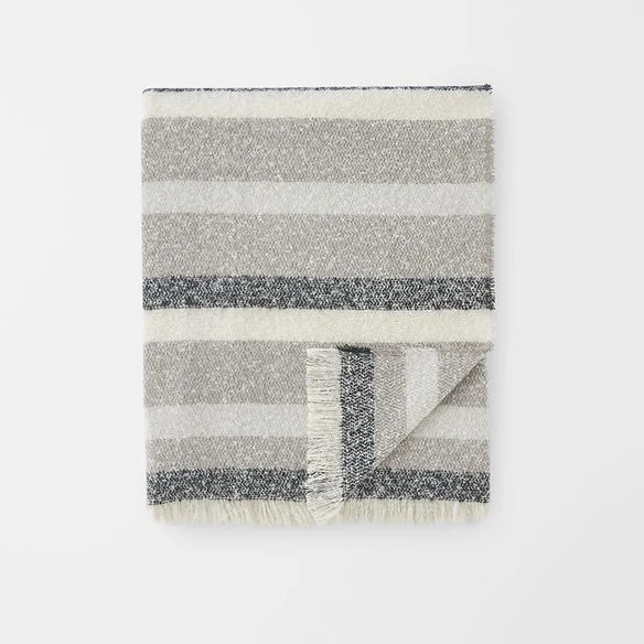 Morgan & Finch Reid Striped Brushed Throw - Grey 3 Morgan & Finch Reid Striped Brushed Throw - Grey