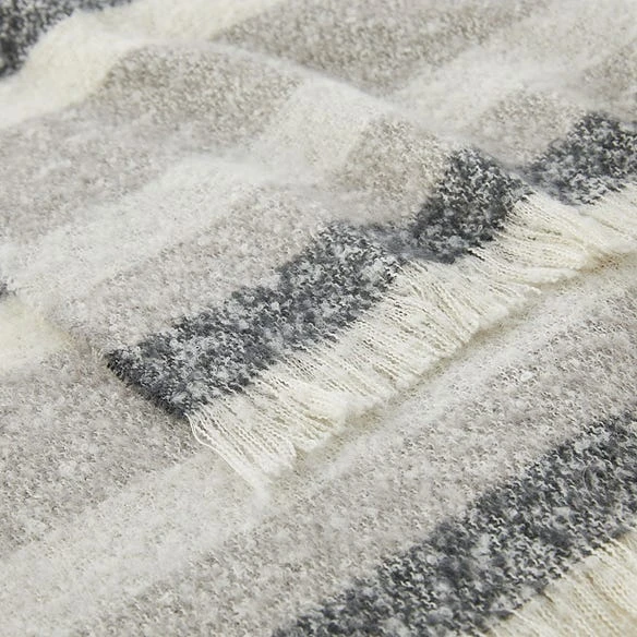 Morgan & Finch Reid Striped Brushed Throw - Grey 5 Morgan & Finch Reid Striped Brushed Throw - Grey - Image 3