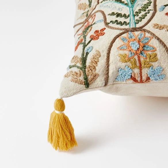 Botany Embroidered Cushion - Ivory/Multi 3 Botany Embroidered Cushion - Ivory/Multi
