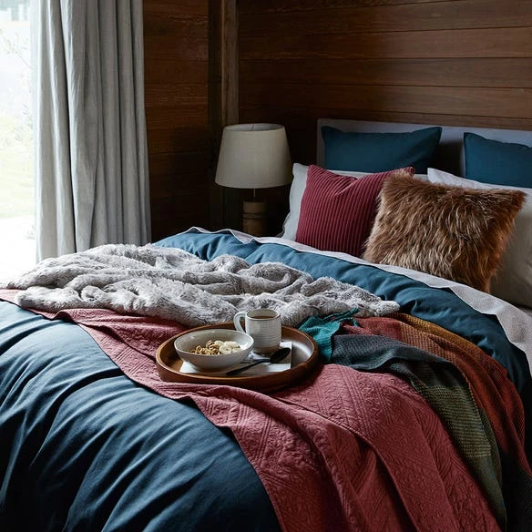 Morgan & Finch Olsen Linen/Cotton Quilt Cover - Slate Blue 4 Morgan & Finch Olsen Linen/Cotton Quilt Cover - Slate Blue - Image 2