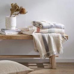 Morgan & Finch Apollo Muslin Throws - Natural/Charcoal/Cream -Morgan & Finch Shop BBNT Decorator LS Calm Apollo Muslin Throws S21 22 216967 R 1