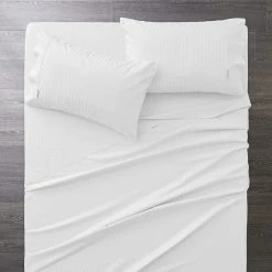 Cotton House Nassor Stripe 700 TC Egyptian Cotton Sheet Set - White