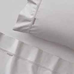 Cotton House Honour 550 TC Cotton Sateen Sheet Set - Silver -Morgan & Finch Shop CH S23 Honour Silver SS Detail SI 7