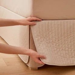 Perfects Padded Valance - Stone -Morgan & Finch Shop Core Valance LS Bedding Perfects padded valance Stone Detail 3