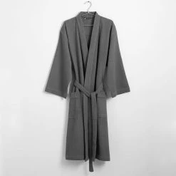 Morgan & Finch Bliss Waffle Robe - Charcoal -Morgan & Finch Shop G BLISS 100101 03 P