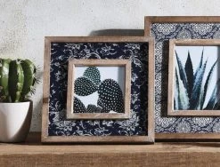 Morgan & Finch Flora Print 4x4 Frame - Natural/Blue