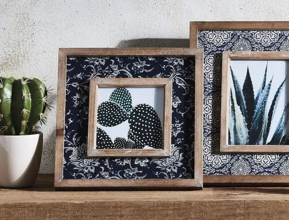 Morgan & Finch Flora Print 4x4 Frame - Natural/Blue 3 Morgan & Finch Flora Print 4x4 Frame - Natural/Blue