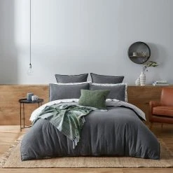 Morgan & Finch Lusso Brushed Cotton Quilt Cover - Charcoal Cool Grey -Morgan & Finch Shop G LUSSO 010301 00580 V18