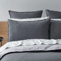 Morgan & Finch Lusso Brushed Cotton Quilt Cover - Charcoal Cool Grey -Morgan & Finch Shop G LUSSO 010301 00580 V21