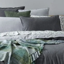 Morgan & Finch Lusso Brushed Cotton Quilt Cover - Charcoal Cool Grey -Morgan & Finch Shop G LUSSO 010301 00580 V23