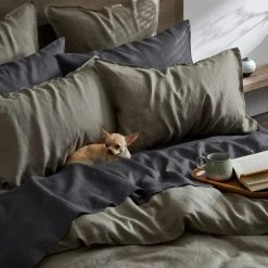 Morgan & Finch Milano Linen Quilt Cover - Khaki -Morgan & Finch Shop G MILANO 010803 00405 V04