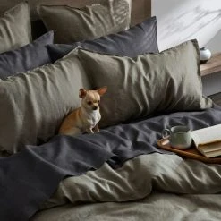 Morgan & Finch Milano Linen Quilt Cover - Khaki -Morgan & Finch Shop G MILANO 010803 00405 V07