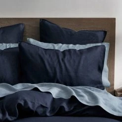 Morgan & Finch Milano Linen Quilt Cover - Ink -Morgan & Finch Shop G MILANO 010803 00540 V05