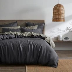 Morgan & Finch Milano Linen Quilt Cover - Granite -Morgan & Finch Shop G MILANO 010803 00650 P