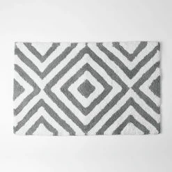 Morgan & Finch Montauk Geo Bath Mats - Charcoal White -Morgan & Finch Shop G MONTAUKGE 110102 00580 V03