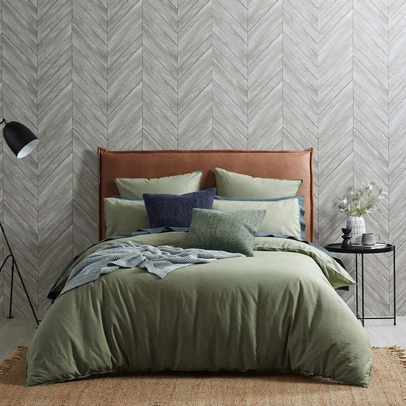 Morgan & Finch Olsen Linen/Cotton Quilt Cover - Green 6 Morgan & Finch Olsen Linen/Cotton Quilt Cover - Green - Image 4