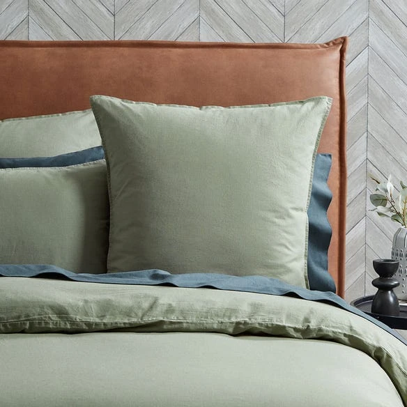 Morgan & Finch Olsen Linen/Cotton Quilt Cover - Green 3 Morgan & Finch Olsen Linen/Cotton Quilt Cover - Green