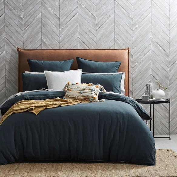 Morgan & Finch Olsen Linen/Cotton Quilt Cover - Slate Blue 5 Morgan & Finch Olsen Linen/Cotton Quilt Cover - Slate Blue - Image 3